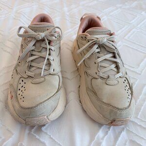 Hoka Bondi L BP Sneakers Women's US 6.5 Gray Floral Embroidered Walking